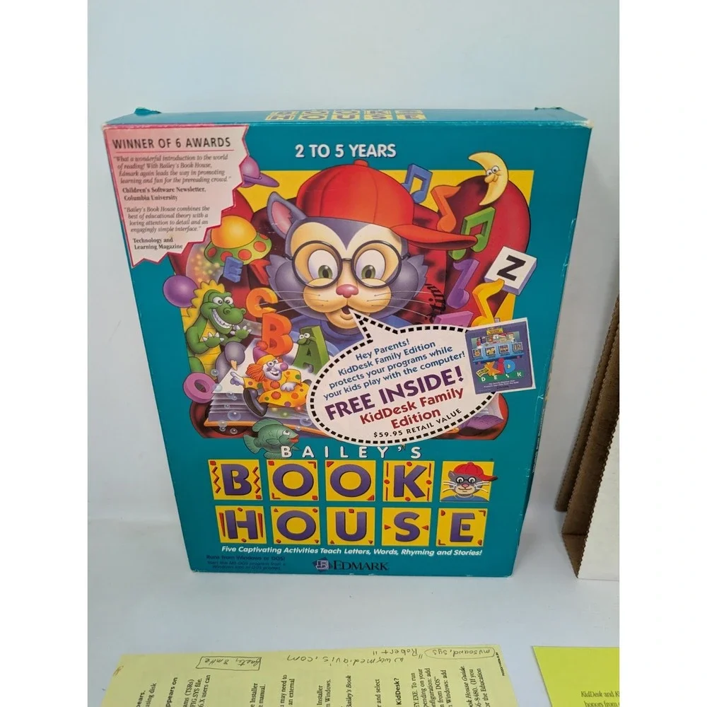Vintage Bailey's Book House Edmark Kid's PC Game Big Box Floppy Complete 90s